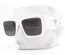 Prada Sunglasses Shiny White Silver Logo SPR 16Z 461-5S0 Bloomingdales Exclusive picture
