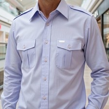 Vintage Bill Blass Saks Fifth Avenue Military Shirt Mens L Lavender Button Up picture