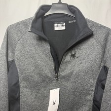 Spyder Outbound Mens Quarter Zip Knit/Fleece Jacket Grey Black 205417 Size L NWT picture