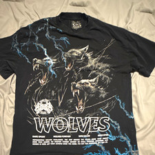 Darc Sport Wolf Club Men's Black Graphic Crew Neck T-Shirt Size L(oversized) picture