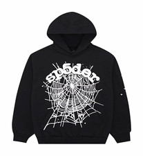 sp5der Men's Black Pullover Hoodie Size S Cotton Graphic Logo Long Sleeve picture
