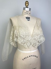 Antique Victorian dress bodice remnant net floral Lace picture