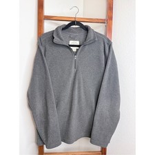 St. John's Bay Quarter-Zip Fleece Pullover Men Size M Gray Good Mock Neck Soft picture