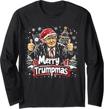 Merry Trumpmas Thankful Christmas Trump As Santa Cool Long Sleeve T-Shirt picture