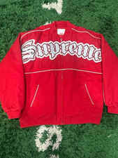 Supreme Twill Old English Varsity Jacket Red Full Zip  (XL) picture