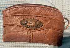 Vintage 1980s Coin Purse Gitano Leather? Brown Zip Close with key holder picture