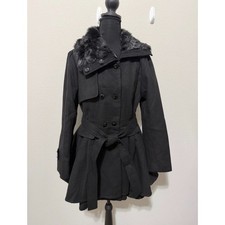 NWT Zeagoo Women’s Faux Fur Lapel Double Breasted Winter Trench Coat Size M picture