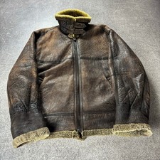 Vintage 70-80s Leather Shearling B3 Aviator Bomber Flight Jacket Distressed Fur picture