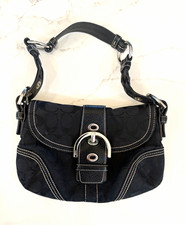 Vintage Coach Soho Signature Canvas Buckle Shoulder Bag Silver Hardware Y2K picture