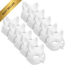 MAELSTROM 10Pcs Cat Masks Therian Mask White Animal Adults, - 10pcs picture