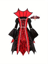 Royal Vampire Costume Girls - Deluxe Gothic Victorian Vampiress Halloween Party picture
