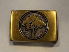 Vintage NOS 1970s BTS Solid Brass Tree Belt Buckle Hippie USA Boho Nature picture