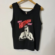 Vintage WWF Shirt Large Bret Hart The Hitman Wrestling Tank Top WWE RARE 1989 picture