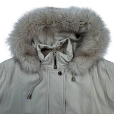 Worthington Cream Parka Jacket Real Fox Fur Trim Hood Thermolite Plus Small picture