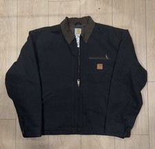 NEW Carhartt J97 BLK Men's Canvas Lined Full Zip Work Jacket Size Large picture