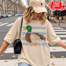 Vintage 90s Mallard Duck Shirt, Retro Painted Duck Nature Coastal Graphic Tee picture