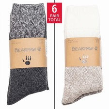 BEARPAW Women's Boot Socks 6 Pair Pack Black Ivory Ladies Shoe Sizes 4-10 Soft picture