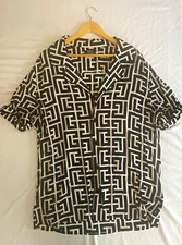 Balmain Paris Men's XL Black/White Geometric Short Sleeve Button-Up Shirt picture