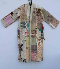 Silk patchwork handmade kantha jacket japanese kimono style kantha robe winter picture