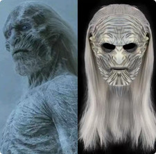 Game of Thrones Night King Halloween Cosplay Latex Mask With Long White Hair picture