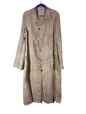 Vintage Antique Edwardian Men's Linen Motoring Duster Coat Pockets Tan picture