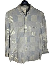 Brooks Brothers Men's L Blue/White Patchwork Cotton Button-Down Shirt Pocket picture