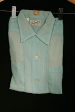 Vintage Deadstock Still Folded 1940s Guymont Aqua Sheer Nylon Shirt Size Small picture
