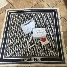 Dior Scarf New with Original Box and Bag Blue Ivory Christian Dior Dior Logo picture