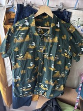 Disney Pixar Men's XL Wall-E Shirt Green Cotton, Short Sleeve, Button-Up picture