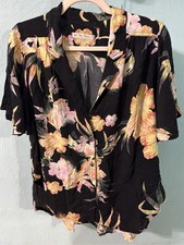 We The Free Womens Floral Button Up Oversized Cotton Boho Top picture