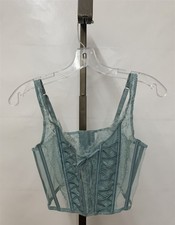 Victoria's Secret Dream Angels Unlined Lace-Up Corset Top Light Teal Size Medium picture