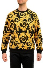 Versace Men's Signature Gold Print Crewneck Sweater Sweatshirt US 2XL IT 56 picture
