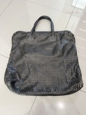 XL AMAZING JAS MB LONDON BLACK GENUINE LEATHER Perforated TOTE BAG HANDBAG picture