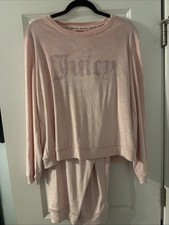 BRAND NEW Y2K Juicy Couture Pink Soft Velour Rhinestone Logo Tracksuit XL picture