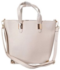 NWT YANI J'ADORE Elysian Collection Vegan Leather Trapizod Tote Bag Beige/Taupe picture