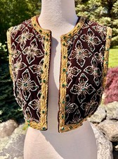 SALE Vintage Erlebacher of Washington DC Beaded Velvet Bolero Vest & Gold Braid picture