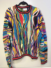 COOGI Men’s XL Multicolor Striped Cable Knit Crewneck Cotton Pullover Sweater picture