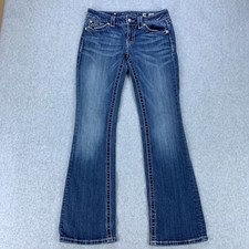 Miss Me Signature Bootcut Jeans Womens 28 Blue Embellished JM1232BV picture