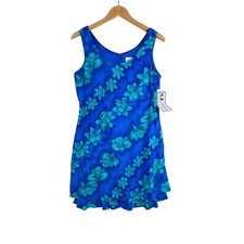New S.L. Fashions Vintage Floral Print Sleeveless Dress size 10 Blue picture