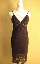 NWT Bardot black embroidered adjust spaghetti straps lined evening dress 6 eu 38 picture