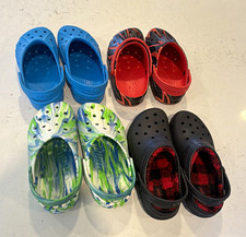 Crocs Classic Kids Clogs Lot of 4 Blue/Black/Red/Green/White Slip On Size 3 picture