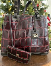 Vintage Dooney & Bourke Y2K Croco Domed Leather Satchel Handbag RARE picture