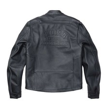 Men's Indian Motorcycle Style Genuine Cowhide Leather Riding Biker Jacket Black picture