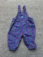 Baby Oshkosh B'Gosh Vestbak Pink Blue With Teddy Bears Overalls Vintage picture