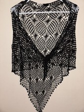 Vintage Chico’s 90’s Y2K Boho Black Beaded Shawl Whimsigoth Fairy Classic picture
