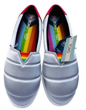 NEW Toms Alpargata Mallow Metallic Silver Rainbow Slip On Shoes Women’s 8.5 picture