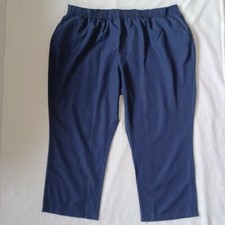 Woman Within Pants Plus Sz 32W Petite PullOn Straight Leg Navy Blue Womens picture