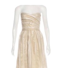 DVF vintage Diane Von Furstenberg year 2000 gold strapless cocktail dress 8 picture