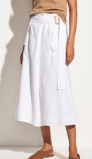 NWT $375 Vince Women's Size 10 White Buckle Wrap Midi Skirt Oversized Pockets picture