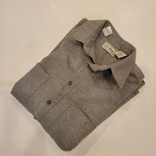 LL Bean Chamois Cloth Flannel Shirt Gray Heather Mens Medium Vintage Made In USA picture